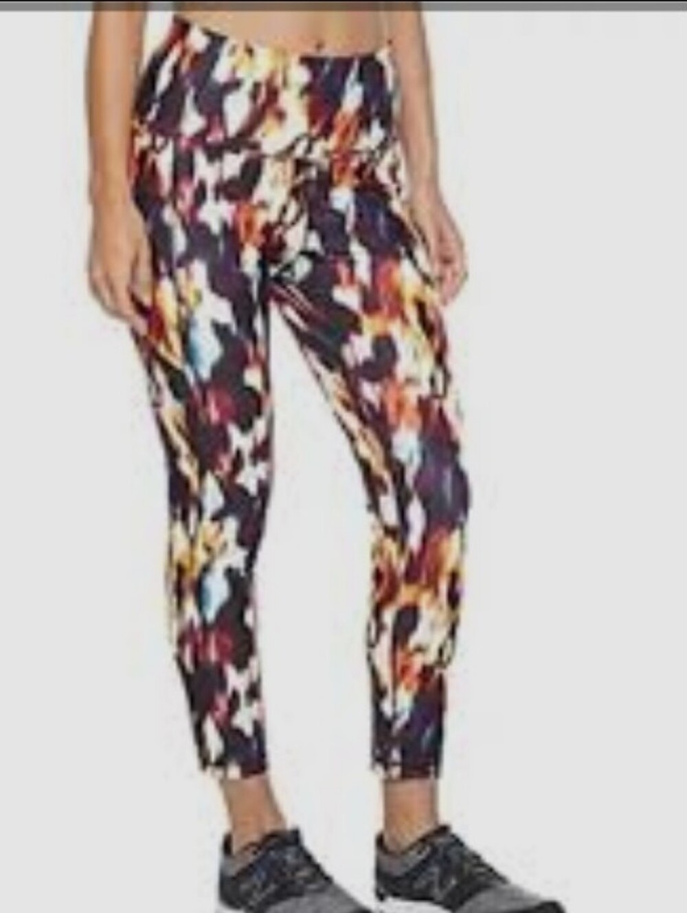 Xersion Abstract Floral Ankle Joggers - Black, Orange & White